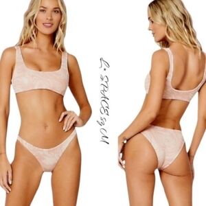 L*Space All Swirled Up Lizzie Top Camacho Bottom Bikini Swimsuit Set  M